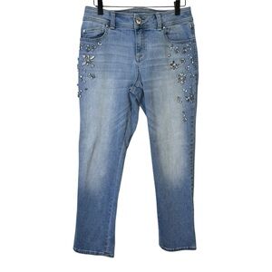 INC Denim Skinny Leg Cropped Embellished Jeans Size 6
